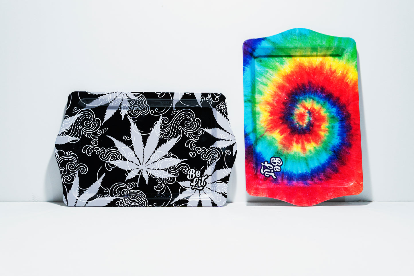 Be Lit Travel Rolling Tray, Black Leaves